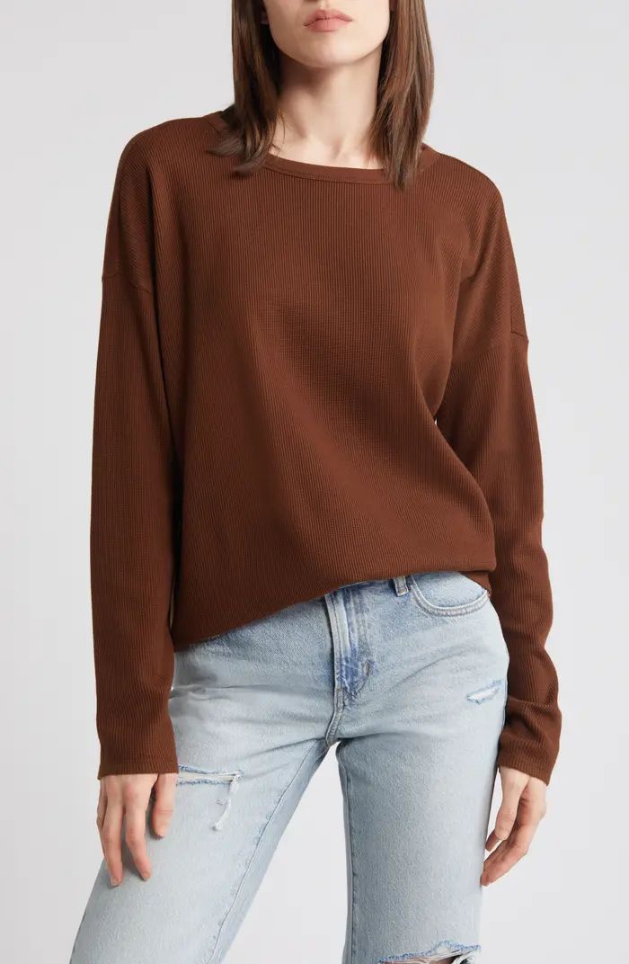 Treasure & Bond Oversize Organic Cotton Blend Thermal Knit Top | Nordstrom | Nordstrom