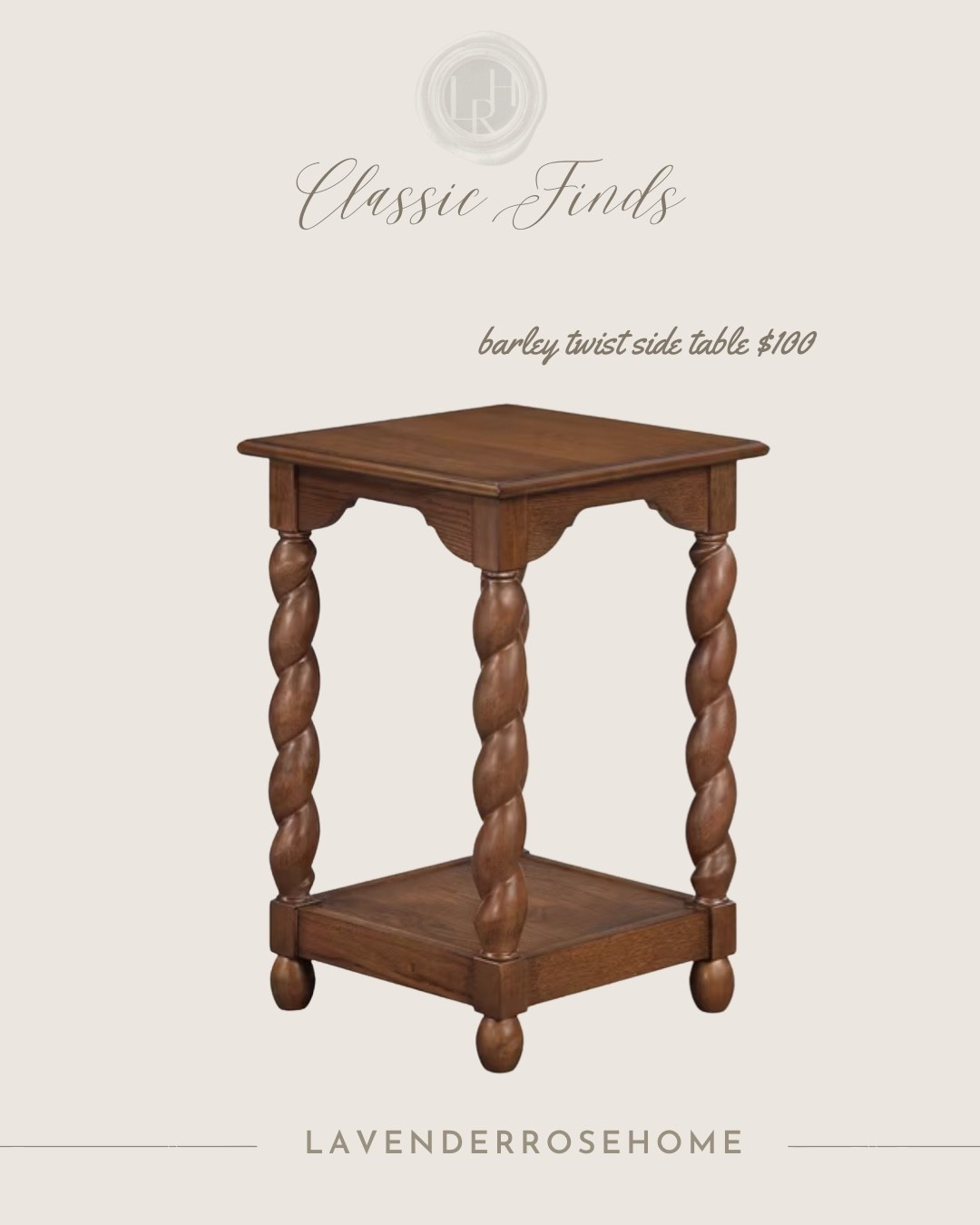 Can’t get over the price of this sweet barley twist end table! If only I had a spot for it!

Living Room. Sitting Area. Classic Finds. Barley Twist Table. Dark Wood. Affordable Finds. Budget Friendly. Collected Home. Timeless. LavenderRoseHome

#LTKHome