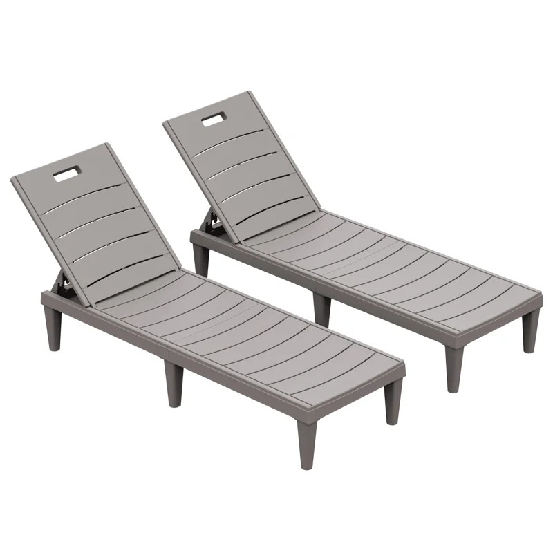 2-Pieces Outdoor Chaise Lounge Chairs with Adjustable Backrest (Set of 2) | Wayfair North America