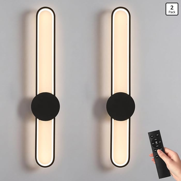 Battery Operated Wall Sconces Set of Two,31.4in Wireless Modern Wall lamps for living room,15000m... | Amazon (US)