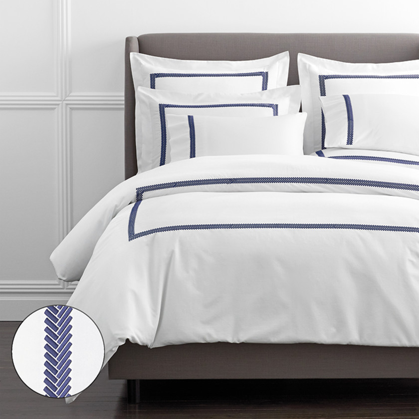 Hewett Luxe Smooth Egyptian Cotton Sateen Duvet Cover - Beige/White, Size Full | The Company Store | The Company Store