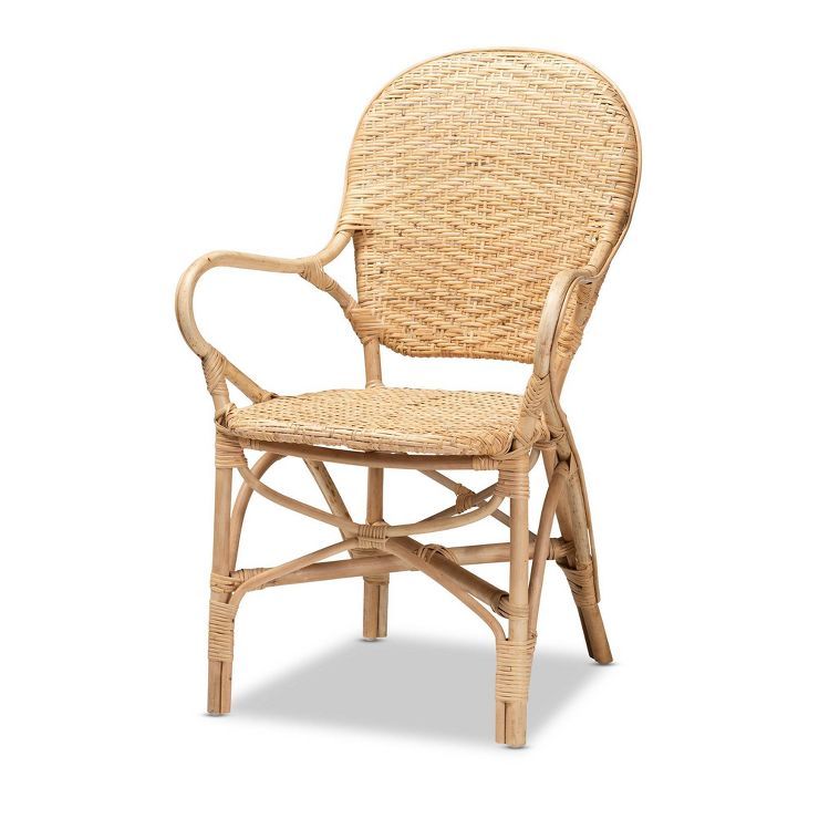 2pc Genna Rattan Dining Chair Set Natural/Brown - Baxton Studio | Target