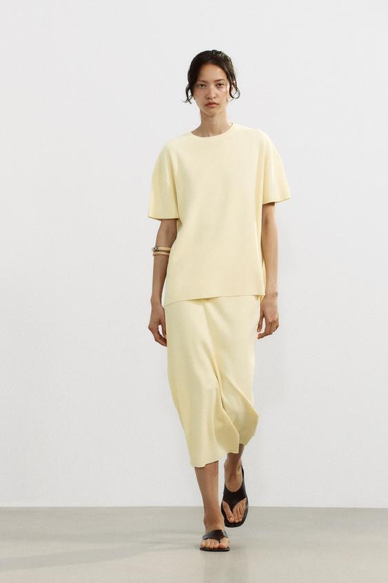 OVERSIZED SHORT SLEEVE KNIT TOP | Zara US