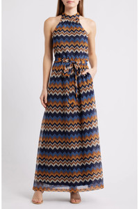 Click for more info about Mock Neck Tie Belt Maxi Dress (Women) | Nordstrom