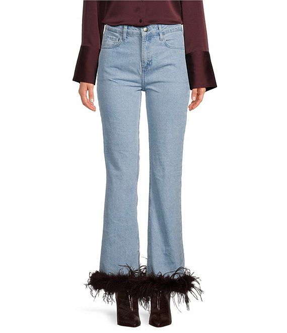 x Nastia Liukin Anna Denim Straight Leg Feather Detail Jeans | Dillard's