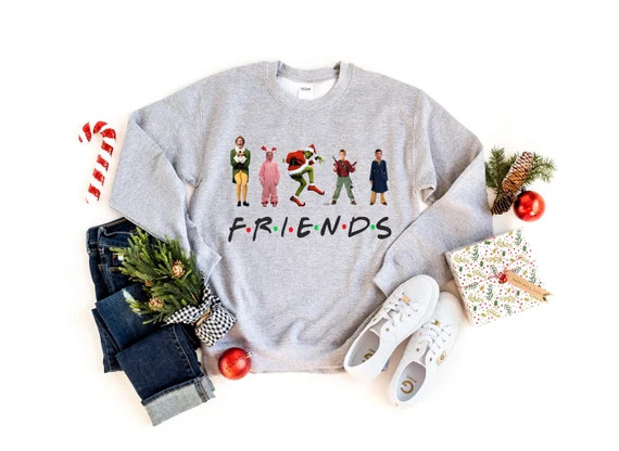 Christmas Friends Sweatshirt, Christmas Sweater, Funny Christmas Sweatshirt, Winter Sweatshirt, X... | Etsy (US)