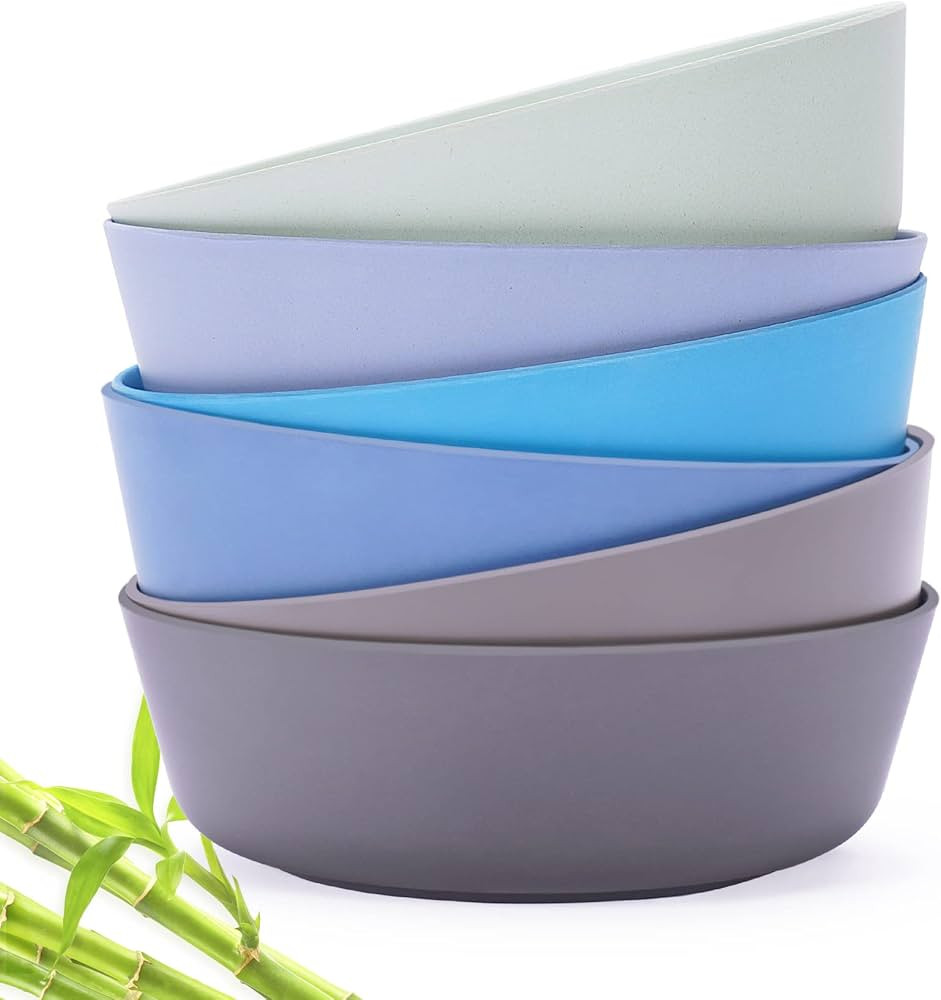 HM-tech 6pcs Bamboo Kids Bowls (20 fl oz) for Baby Feeding, Toddler Bowls, Tableware for Baby Tod... | Amazon (US)