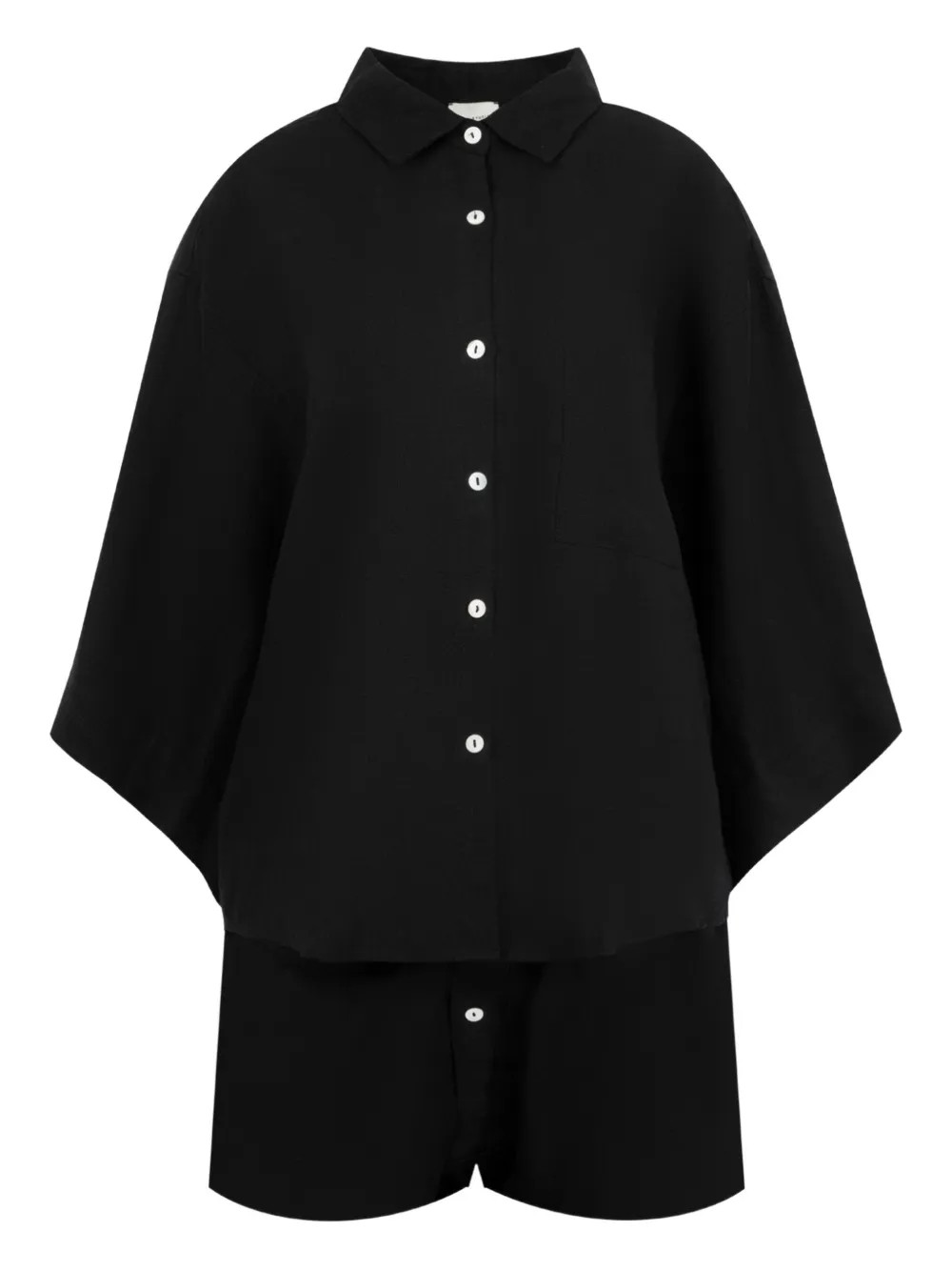 Deiji Studiosbutton-front wide-sleeve shirt and shorts set | Farfetch Global