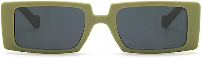 90's Chic Rectangular Retro Sunglasses Womens Mens Neon | Amazon (US)