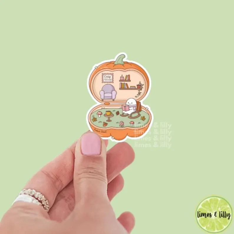 Bookish Ghoul Ghost Pumpkin Polly House Fall Vinyl Sticker | Girly Sticker | Kindle Stickers | Bo... | Etsy (US)