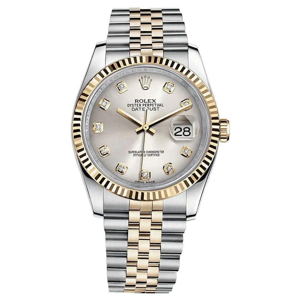 Rolex Datejust Gold/Steel Dial with Diamond Marker Oyster Perpetual Watch 116233 | 1stDibs