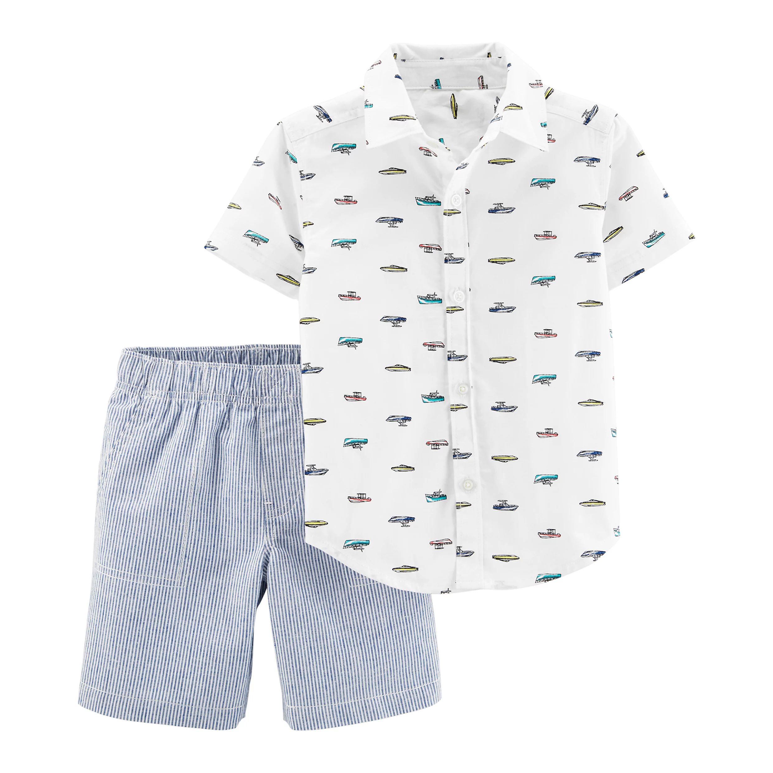 Baby Boy Carter's Boats Button Down Shirt & Striped Shorts Set | Kohl's