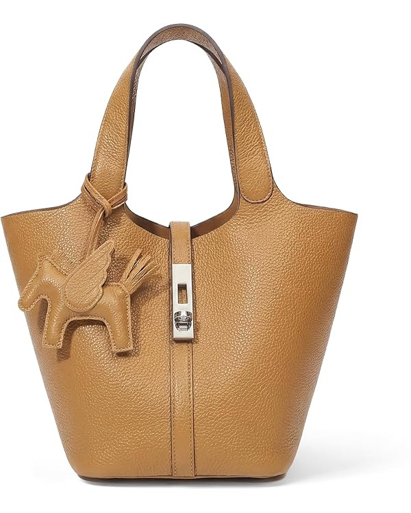 Tote Bag for Women Vegan Leather Bucket Purse for Women Top Handle Handbag Shoulder Bag with Deta... | Amazon (US)