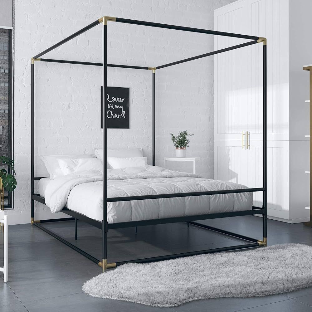 CosmoLiving by Cosmopolitan CosmoLiving Celeste Canopy Metal, Full Size Frame, Black/Gold Bed | Amazon (US)