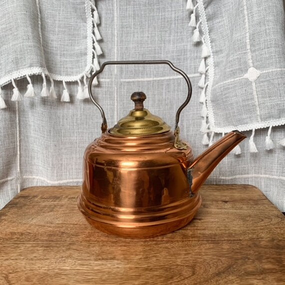 Vintage Copper & Brass Kettle - Etsy | Etsy (US)