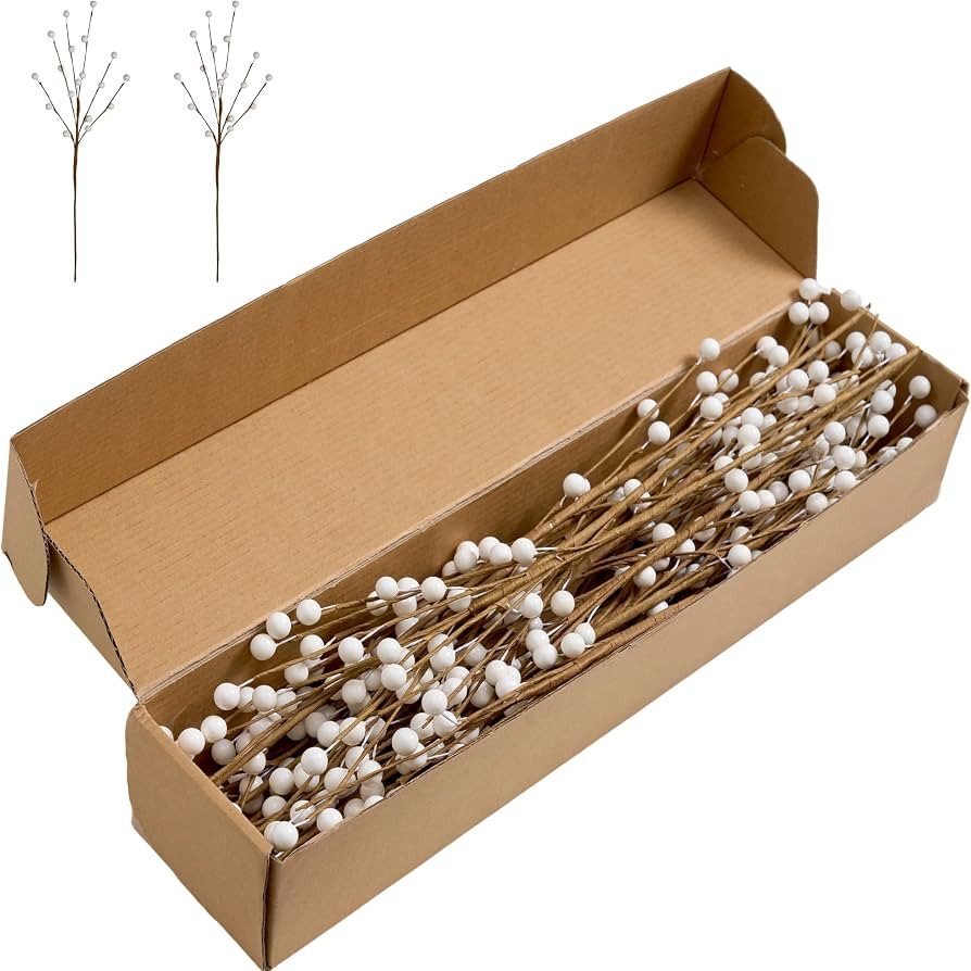 Winter Decorations 24 Pcs Artificial Berry Stems 17inch White Berry Picks for Christmas Holiday F... | Amazon (US)