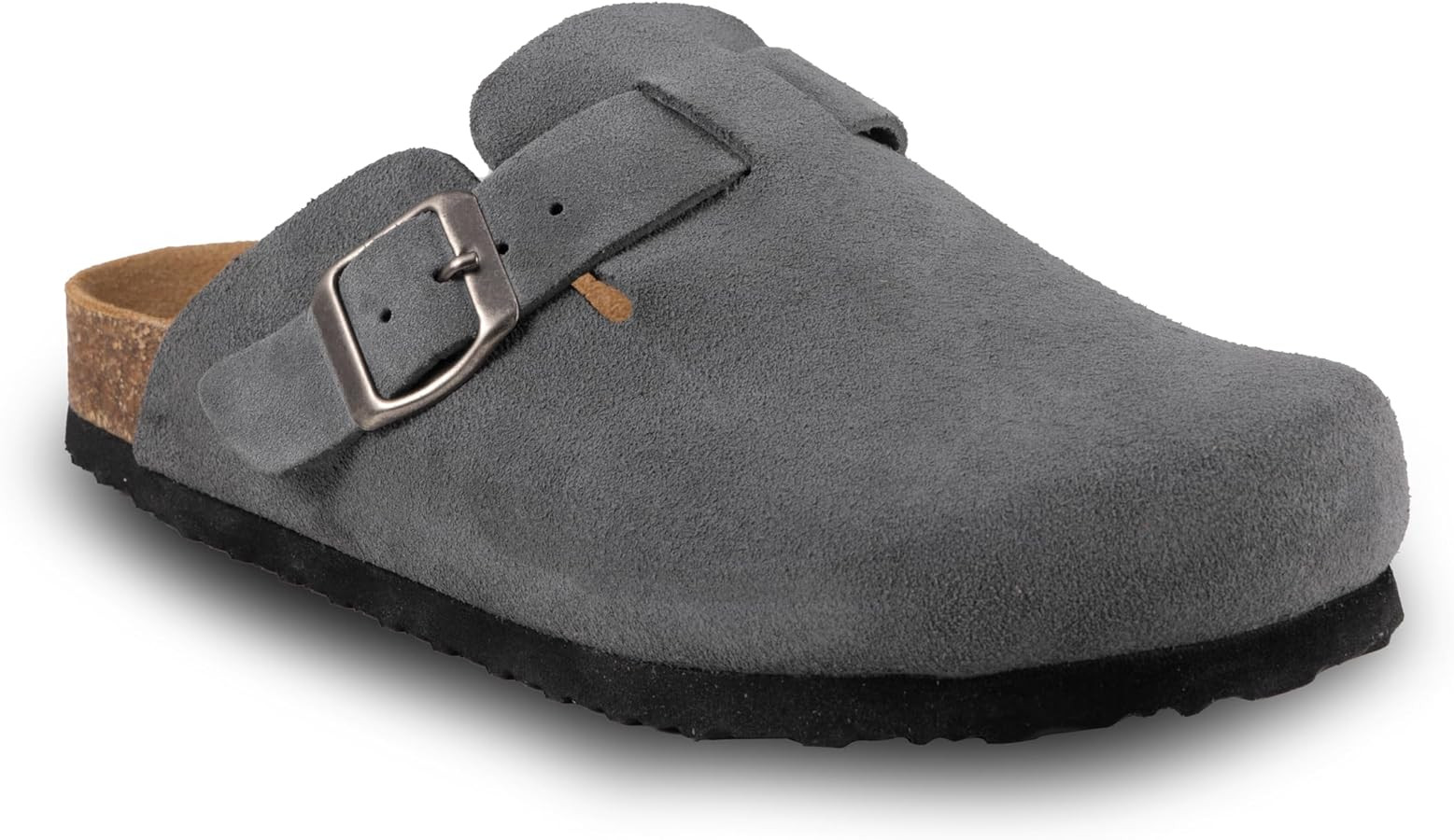 Women's Suede Clogs Slip-On Buckle Slides Leather Mules Cork Footbed Sandals Potato Shoes with Ar... | Amazon (US)