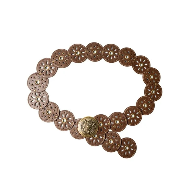 No Boundaries Women's Boho Concho Belt, Brown | Walmart (US)