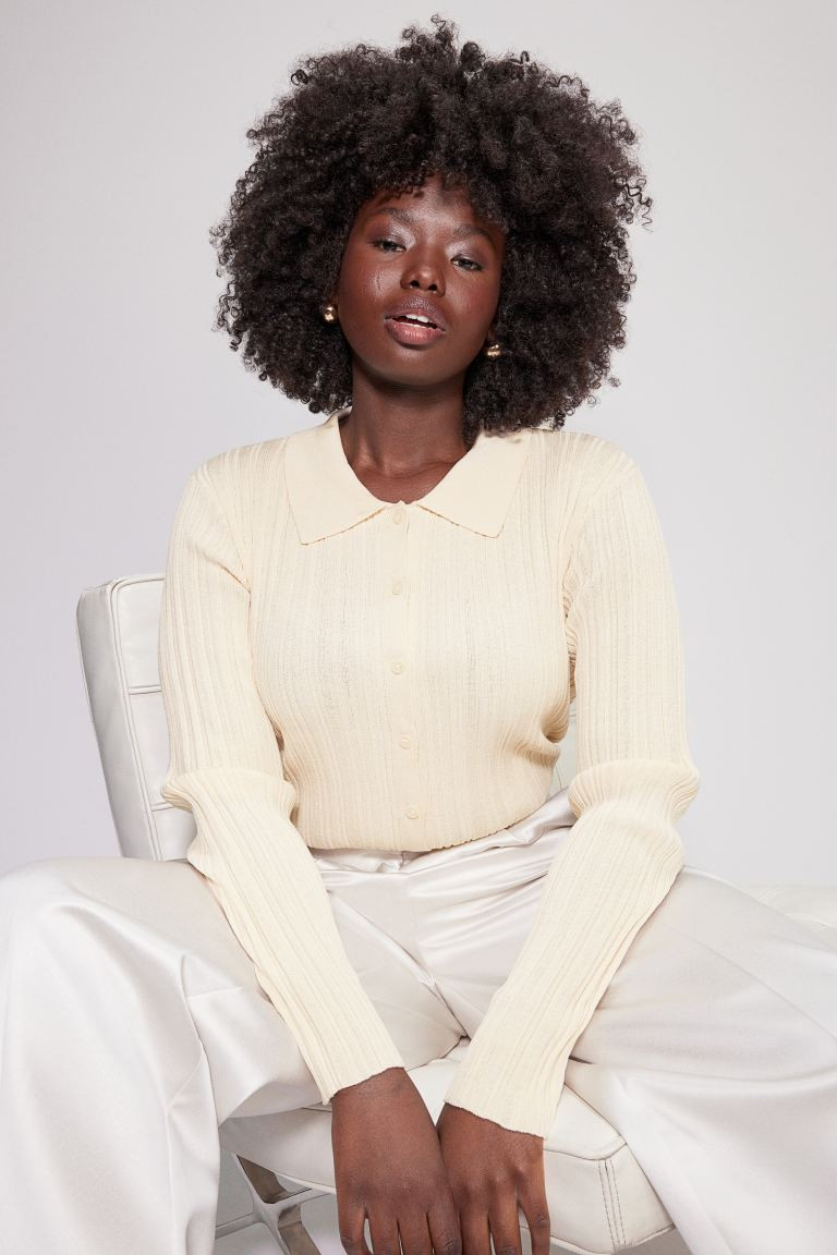 Rib-knit Top with Collar | H&M (US + CA)