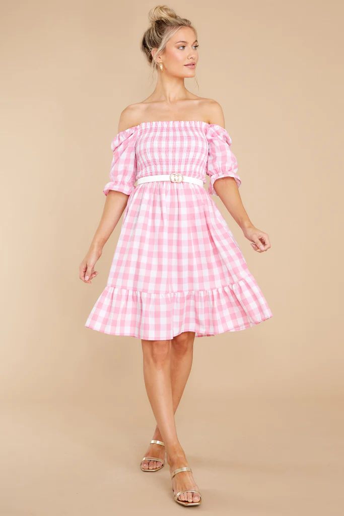 Picnic In Paradise Pink Gingham Dress | Red Dress 
