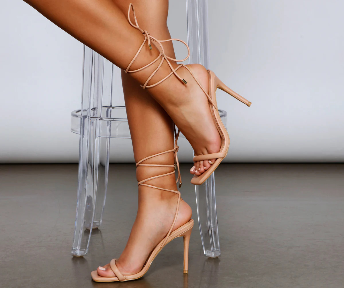 So Caught Up Lace-Up Stiletto Heels | Windsor Stores