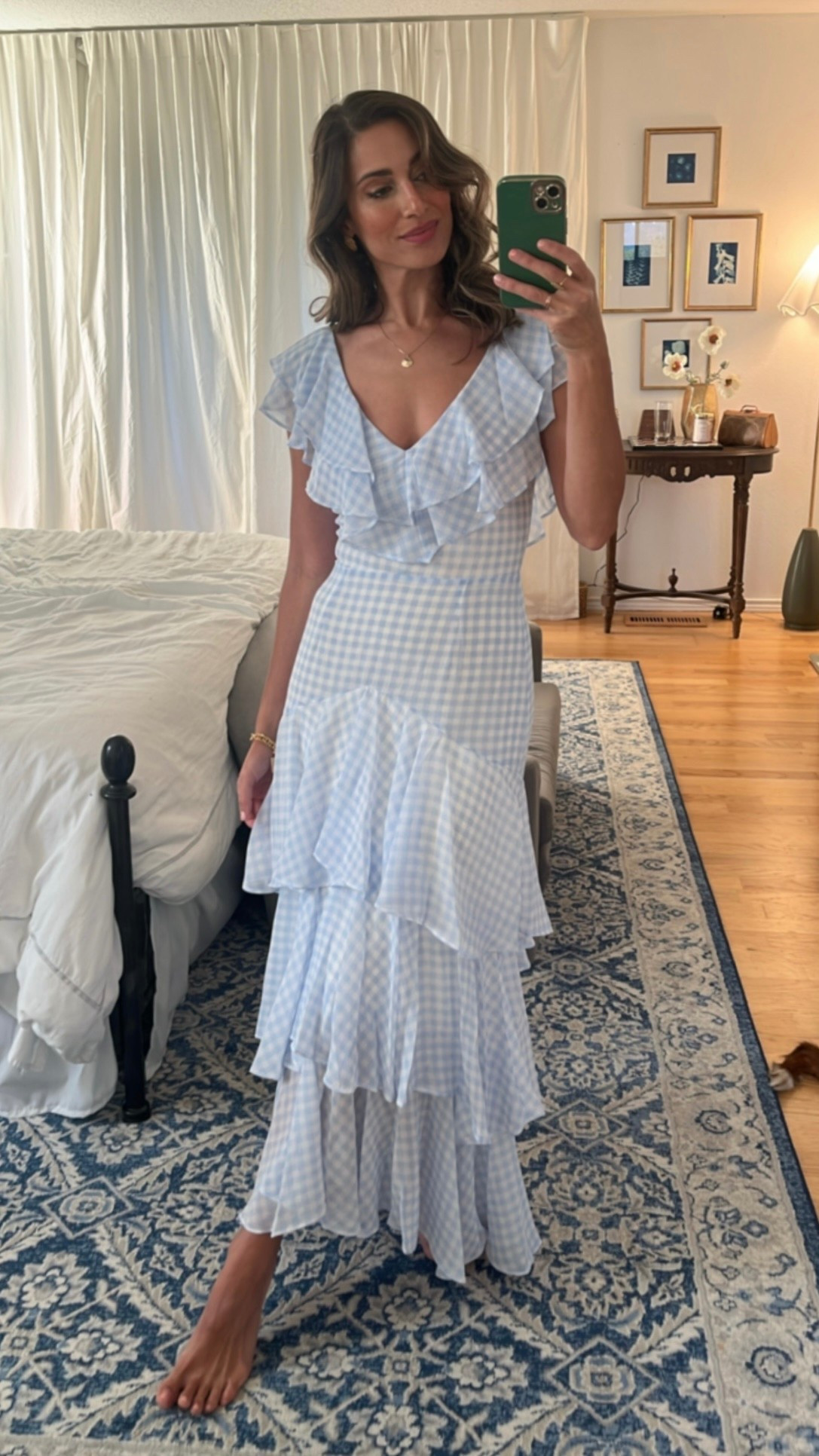 This tiered, ruffle maxi dress by Wayf was so beautiful I had to get it in another color, especially because this blue gingham print is on sale! I’m wearing a size XS. 

#LTKFindsUnder50