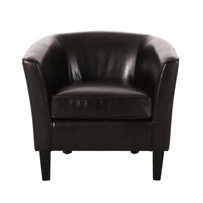 Fashionable Club Chair In Brown, With A Upholstery And Birch Frame Contemporary Brown Soft Faux Leather Fine | Wayfair North America