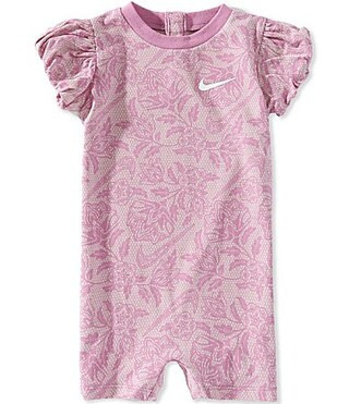 Nike Baby Girls Cotton Printed Short Puff Sleeve Lace It Up Shortall - 6 Months | Dillard's