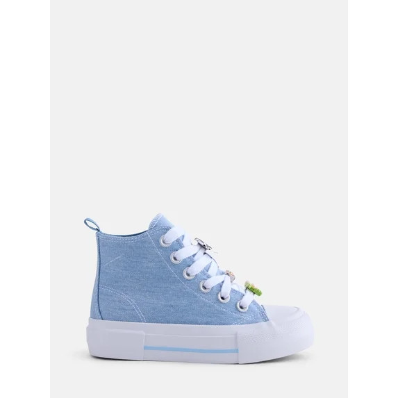 Wonder Nation Girl’s Canvas Charm Embellished High Top Platform Sneakers | Walmart (US)