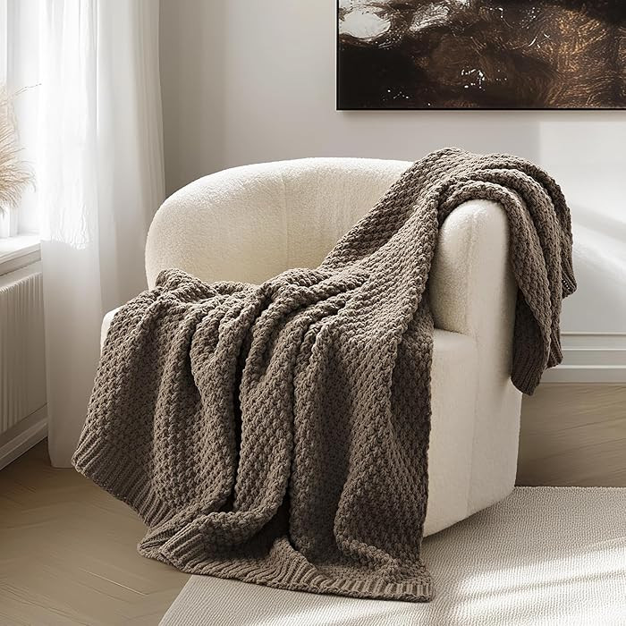 EVERGRACEHOME Chunky Chenille Knit Throw Blanket for Couch, Soft Luxurious Moss Stitch Blankets f... | Amazon (US)
