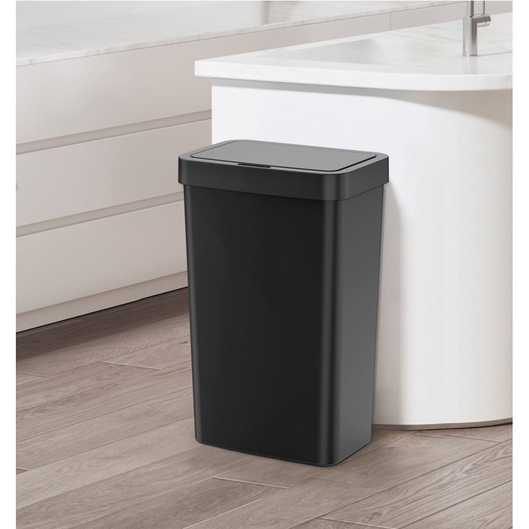 Mainstays 13.2 Gallon Kitchen Sensor Trash Can, Plastic Motion Sensor Kitchen Trash Can, Black | Walmart (US)
