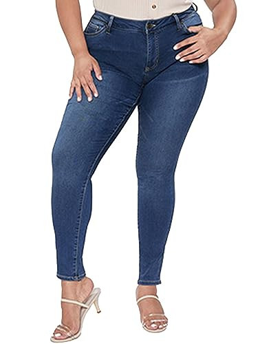 YMI Women's Plus Size HyperDenim Super Stretchy Skinny Jeans | Amazon (US)