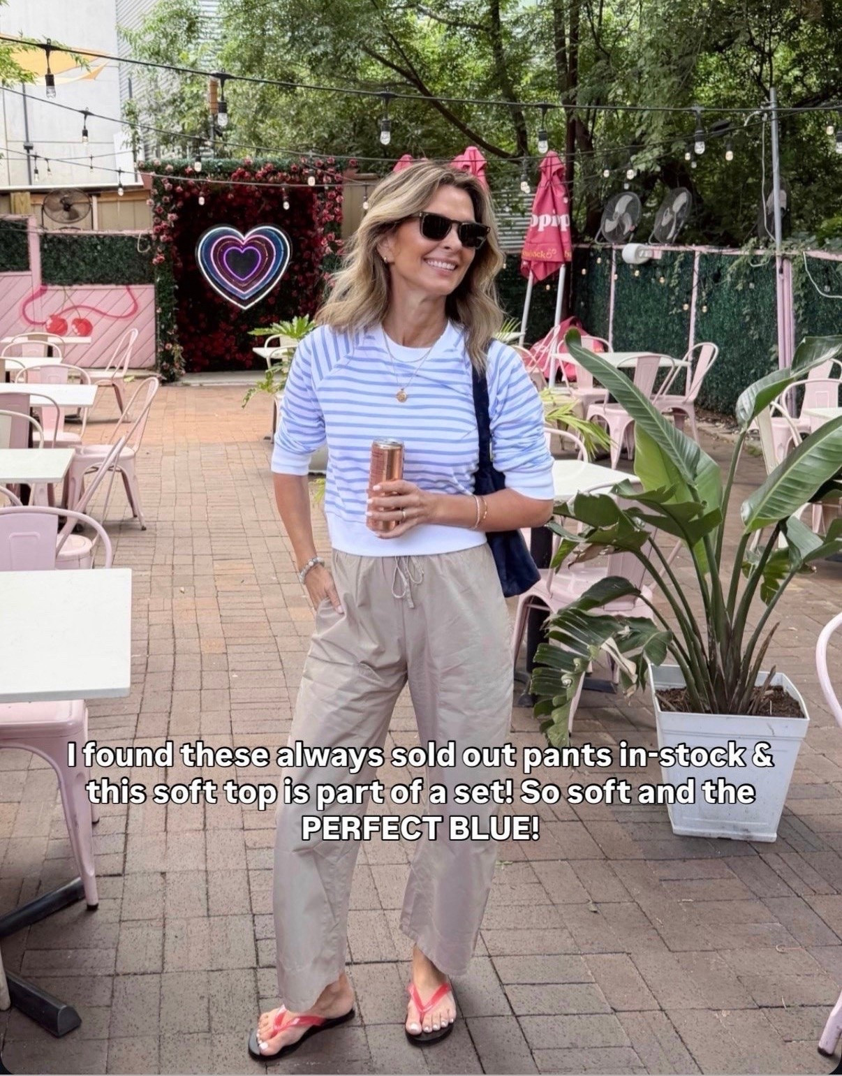 Casual everyday look.  Love this striped top, (part of a set) as XS or S would works, 
pants are a favorite wearing XS. Full elastic waits so true size. 

I’m 5’6”

#LTKootd #LTKSeasonal #LTKOver40