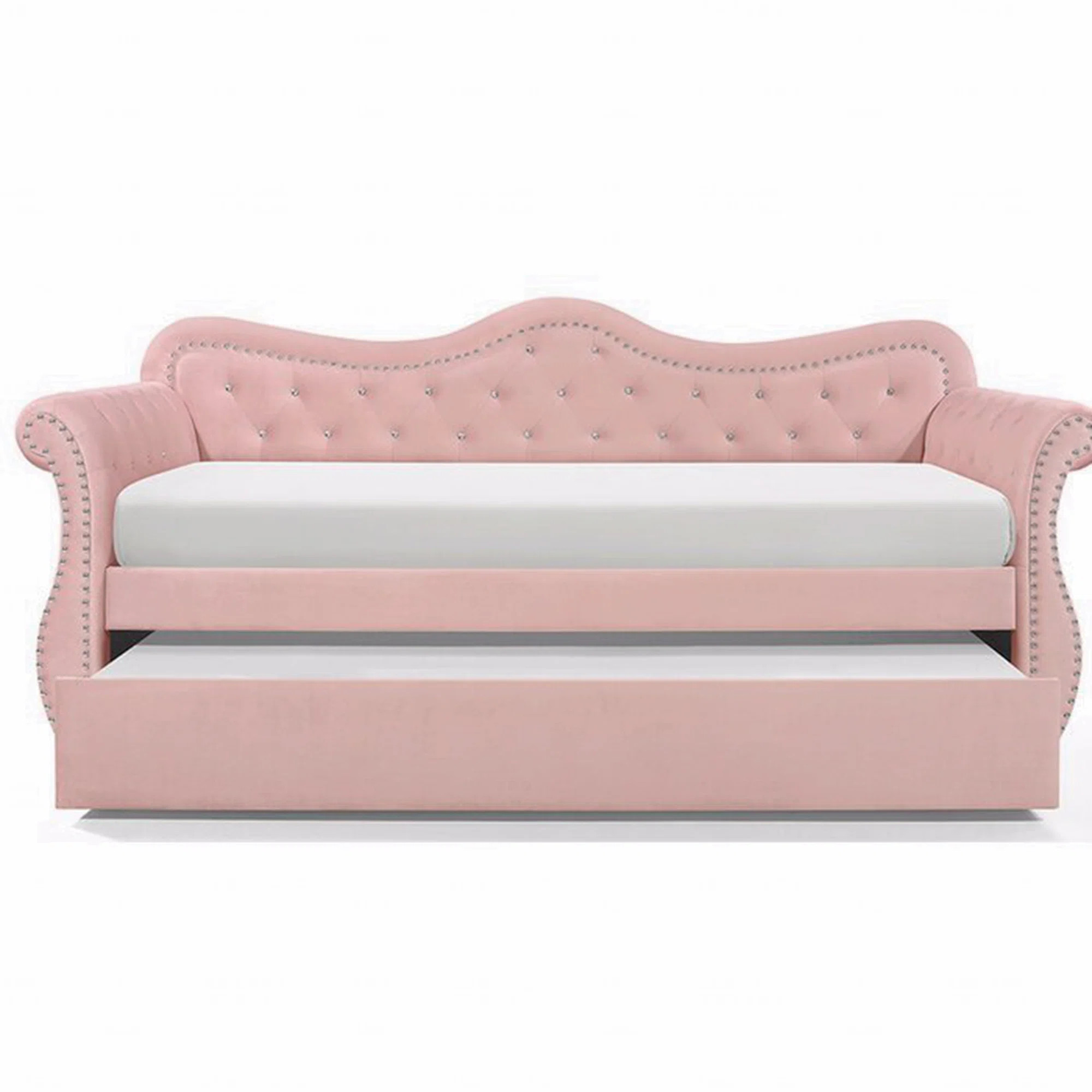 Upholstered Daybed, Modern Style Velvet Wood Trundle Daybed | Wayfair North America
