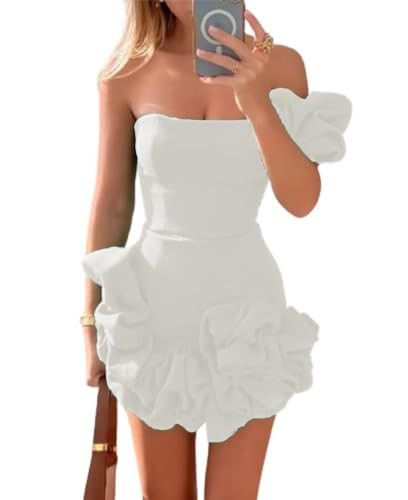CIYUGNGJG One Shoulder Satin Homecoming Dress 2025 Tight Short 8th Graduation Gown with Ruffles Bodycon Sweet 16 Party Dress White | Amazon (US)