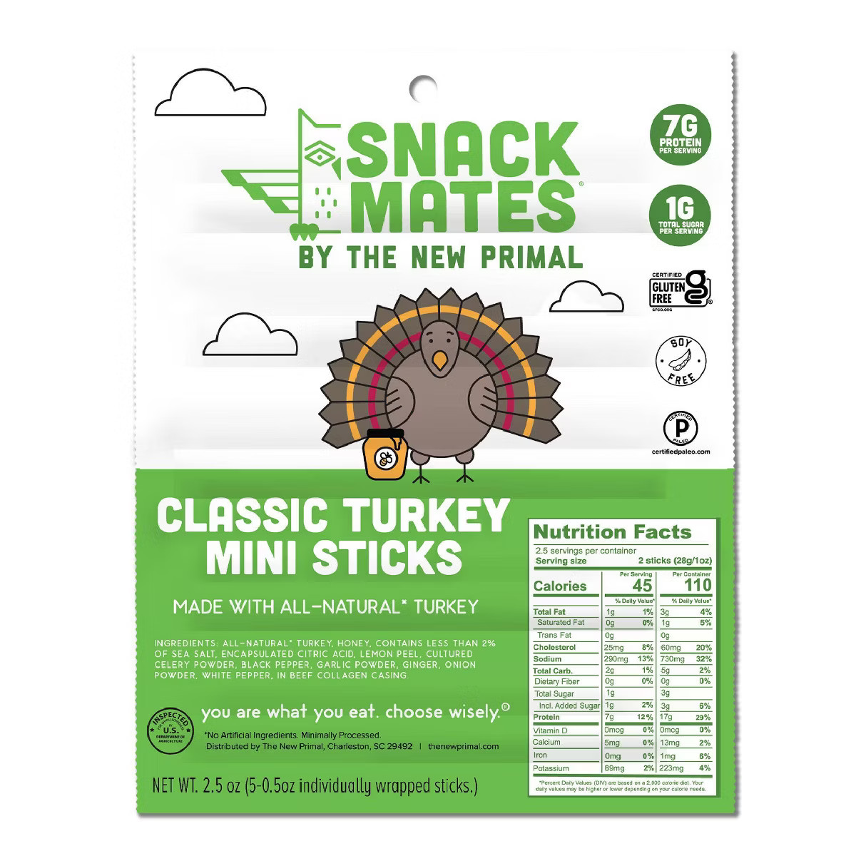 The New Primal Snack Mates Turkey Mini Meat Sticks - 2.5oz/5ct | Target