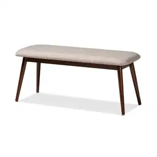Carson Carrington Ulfshult Mid-century Modern Fabric Dining Bench (Light Gray and Walnut) | Bed Bath & Beyond