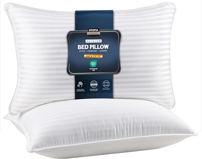 Utopia Bedding - Juego de 2 almohadas para dormir tamaño Queen (blanco), calidad refrescante de ... | Amazon (US)