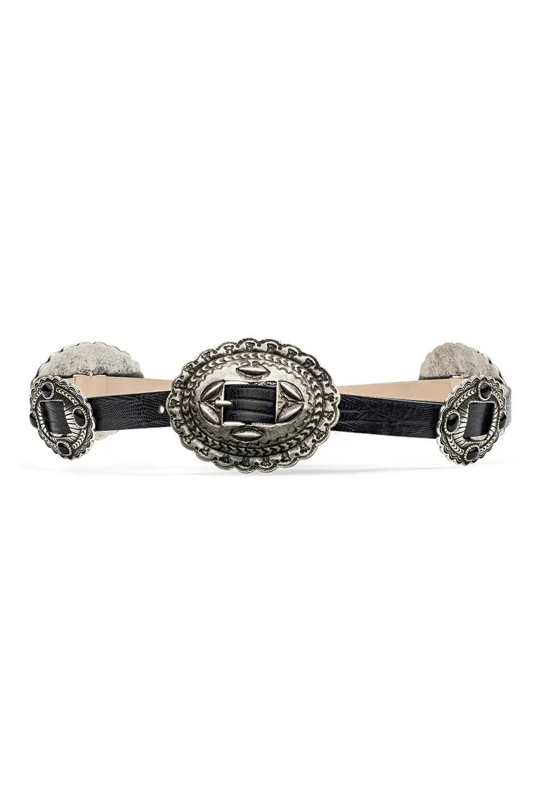 L'AGENCE Rocha Western Belt in Black Lizard Embossed at Nordstrom, Size Medium | Nordstrom