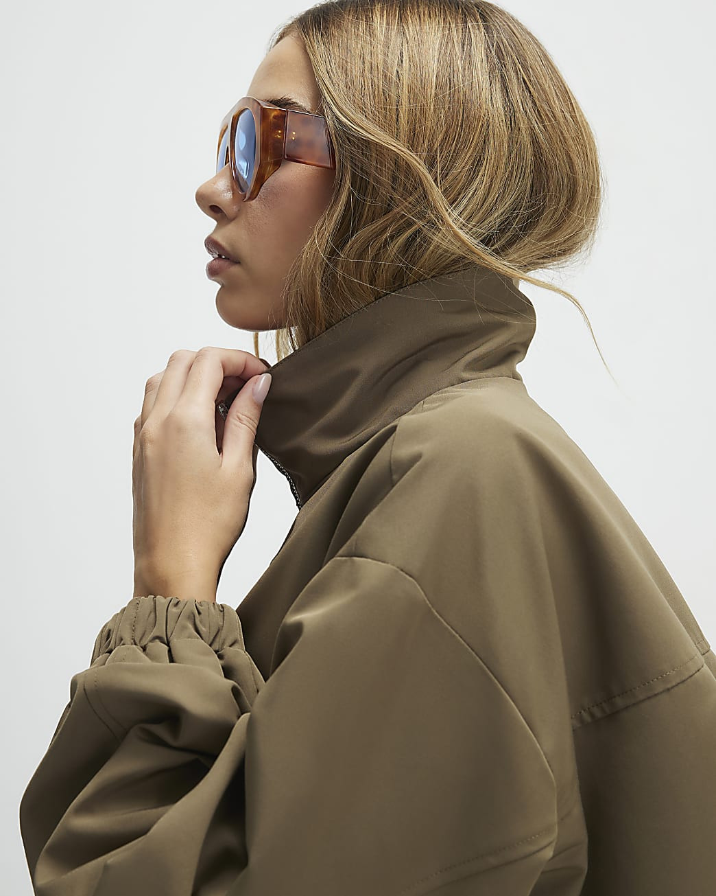 Khaki Lightweight Zip Through Jacket | River Island UK & IE