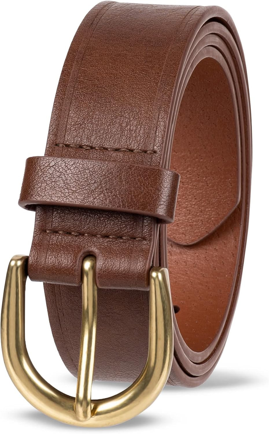 Amazon Essentials Women's Raw Edge Jeans Belt with Wide Waist Strap, Casual, Rounded Buckle | Amazon (US)