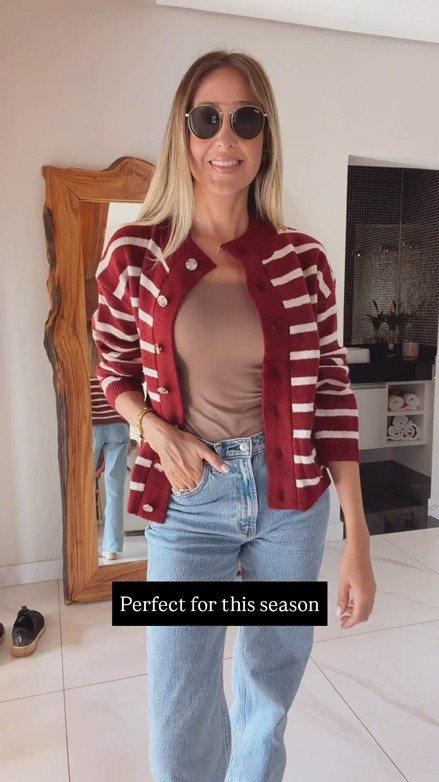 Amazon fall cardigan!
I love that red is trending this fall. The fitting is perfection, comfortable, and stylish
Fits true to size and I’m wearing size small 
Fall outfits women