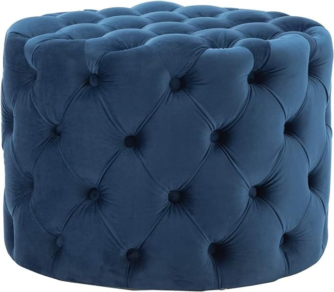 Upholstered Tufted Round Velvet Ottoman with Button, Mordern Footrest Stool Ottoman Comfy for Liv... | Amazon (US)