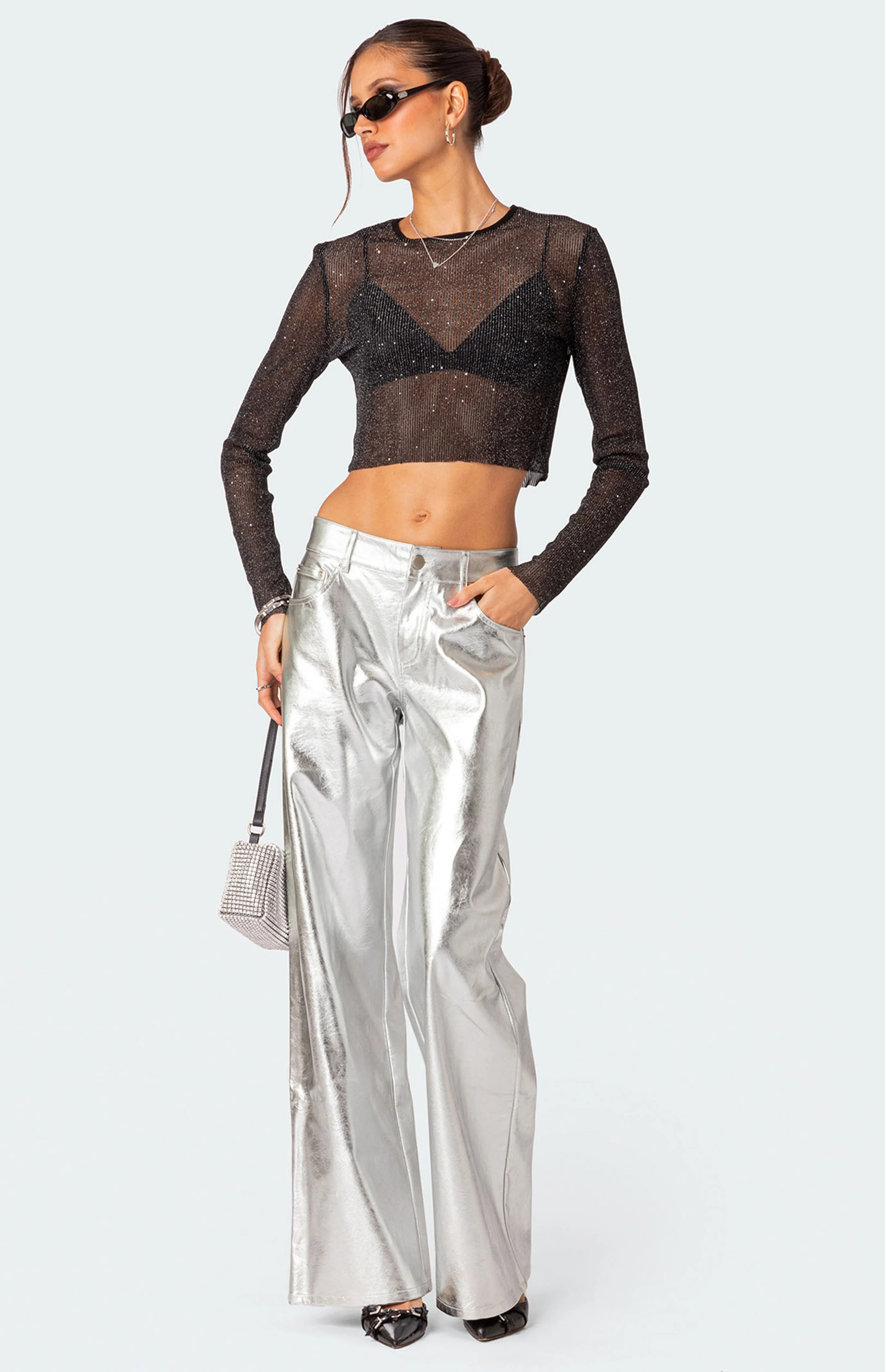 Edikted Kim Metallic Faux Leather Pants | PacSun