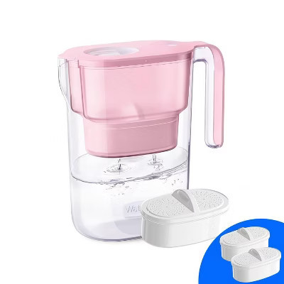 Waterdrop Water Filter Pitcher with 1 Filter, 5X Times Lifetime, Lasts 200gal, Reduces PFOA/PFOS, 7-Cup, Pink, Extra WD-PF-01A Filters(2) | Target