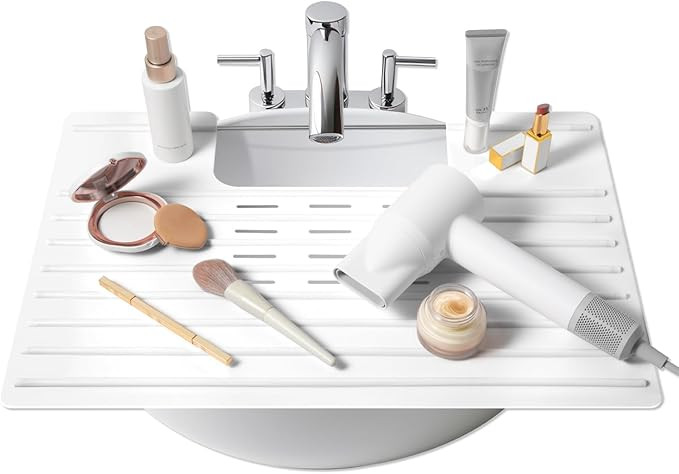 Maplefield Bathroom Sink Cover & Silicone Makeup Mat - White, 22 x 2 x 2 In - Heat Resistant to 4... | Amazon (US)