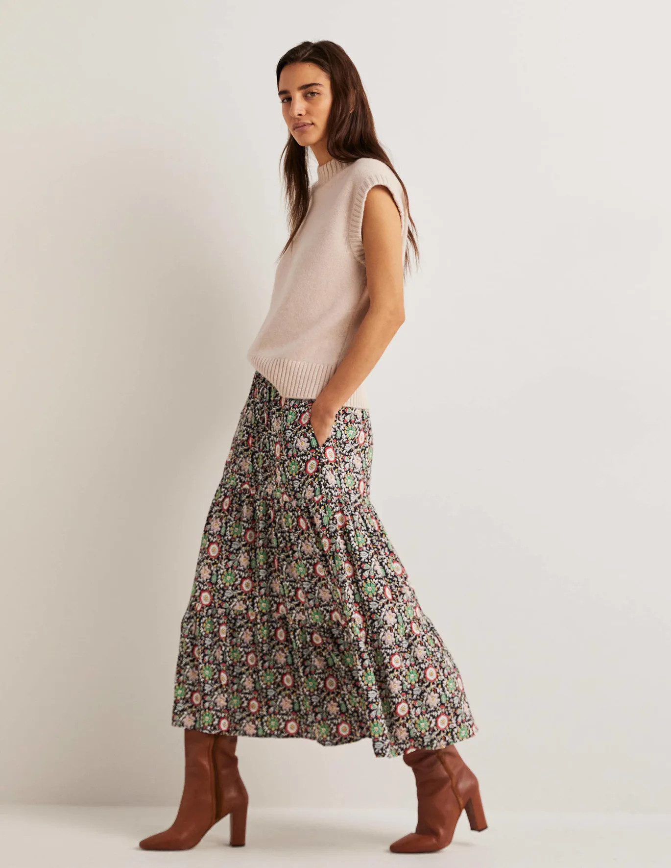 Tiered Midi Skirt | Boden (US)