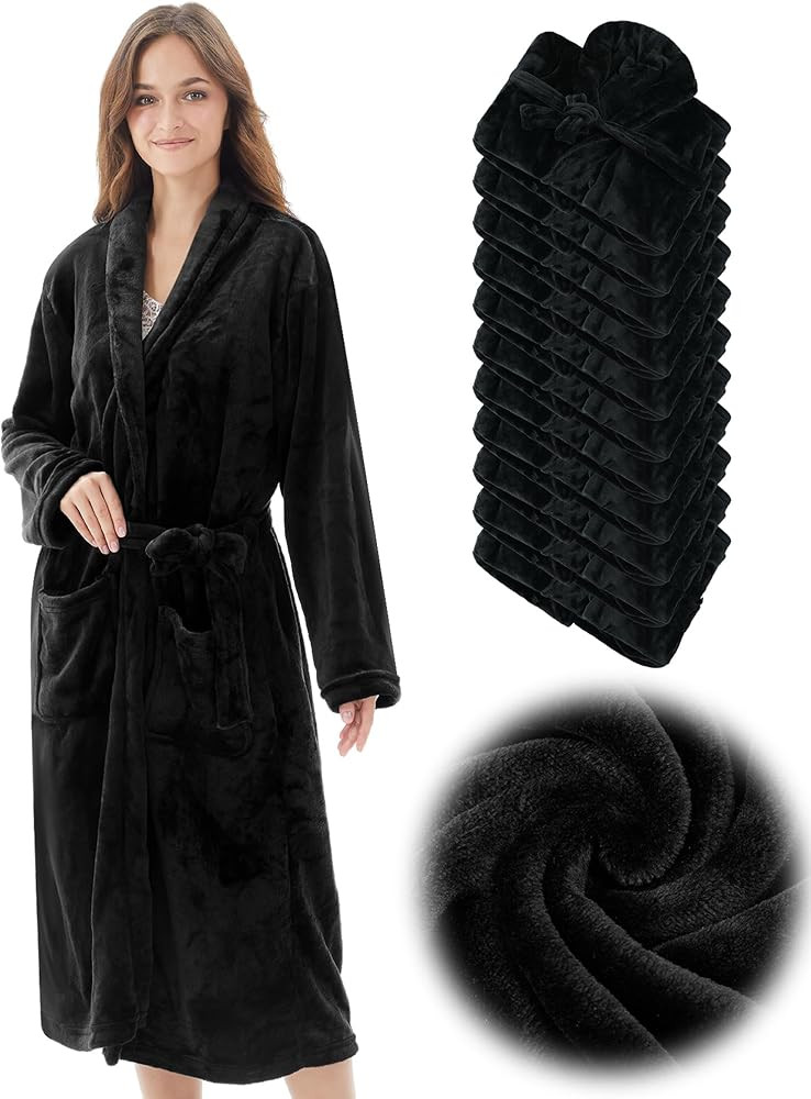 Panitay Plush Long Robe Bulk Hotel Plush Shawl Collar Spa Hotel Bathrobe Commercial Soft Warm Bat... | Amazon (US)