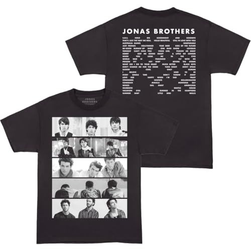 JONAS BROTHERS Official Merch Tracklist Photo T-Shirt, Black, 2XL | Amazon (US)