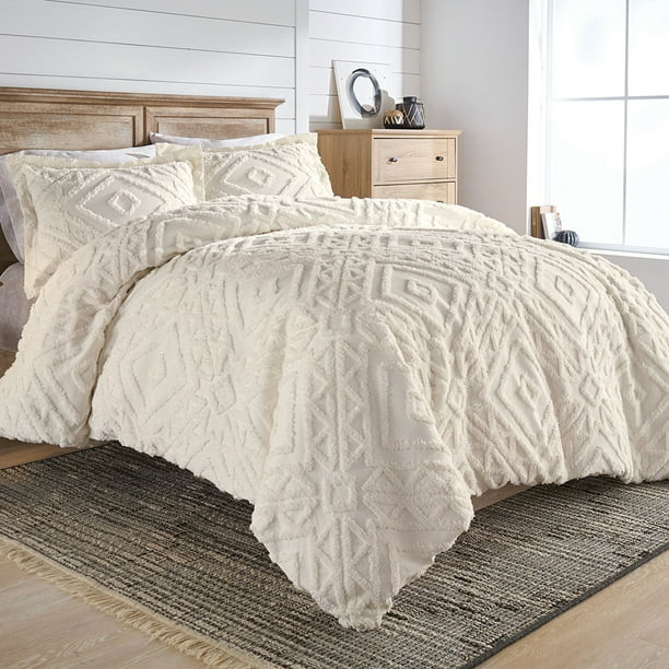 Better Homes and Gardens Chenille 3 Piece Duvet Cover Set, King, Ivory | Walmart (US)